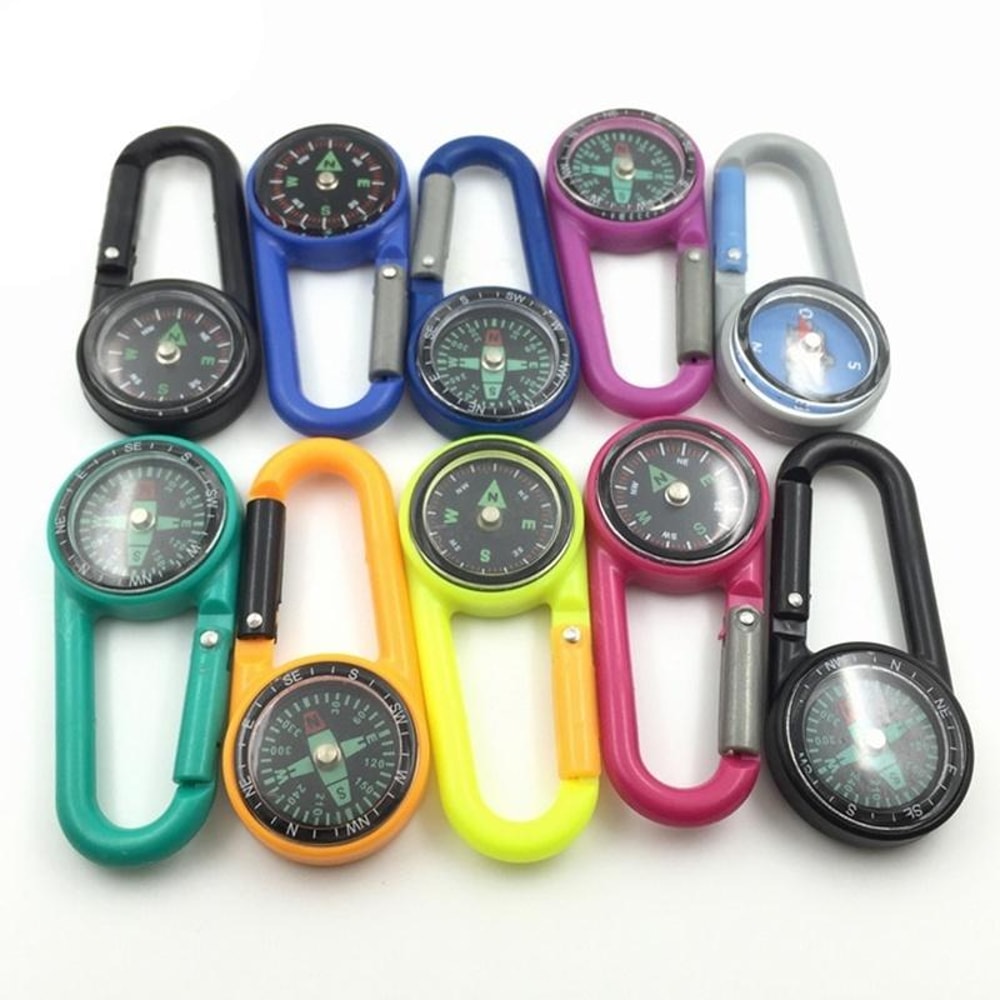 Multifunctional Hiking Carabiner Keychain with Compass & Thermometer Practical Outdoor Tool
