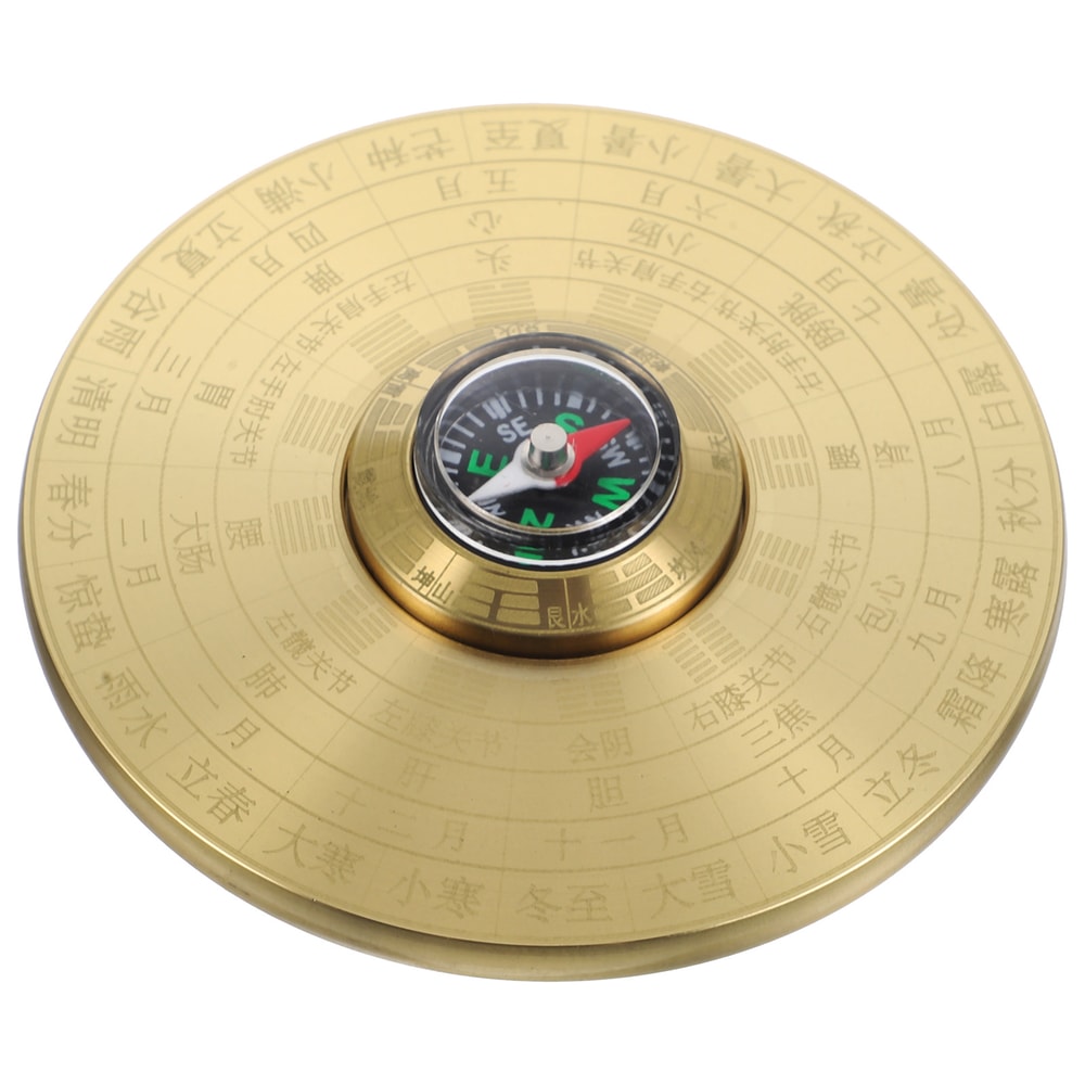 Chinese Traditional Brass Compass Retro Taoist Small Portable Compass for Outdoor Camping and Hiking