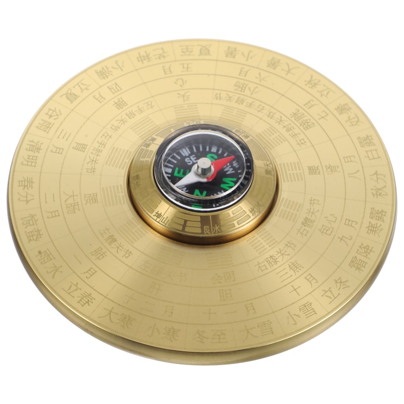 Chinese Traditional Brass Compass Retro Taoist Small Portable Compass for Outdoor Camping and Hiking
