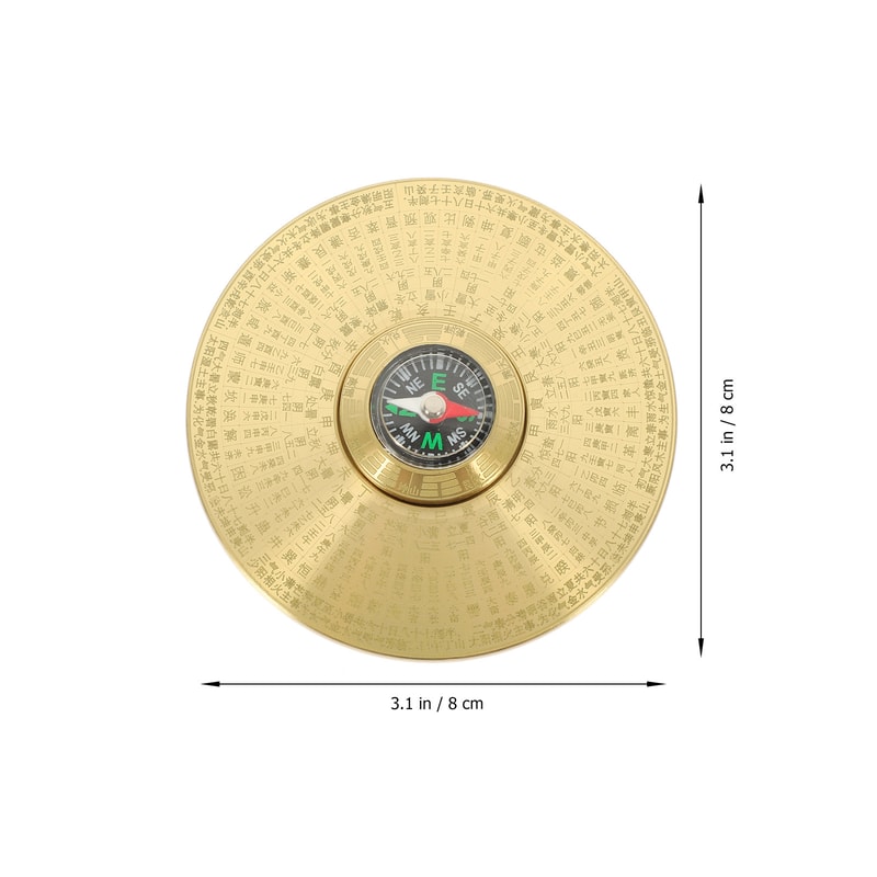 Chinese Traditional Brass Compass Retro Taoist Small Portable Compass for Outdoor Camping and Hiking