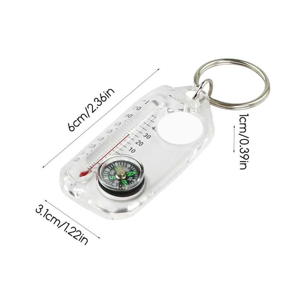 All In One Outdoor Hiking Compass and Thermometer Keychain Portable Survival Tool