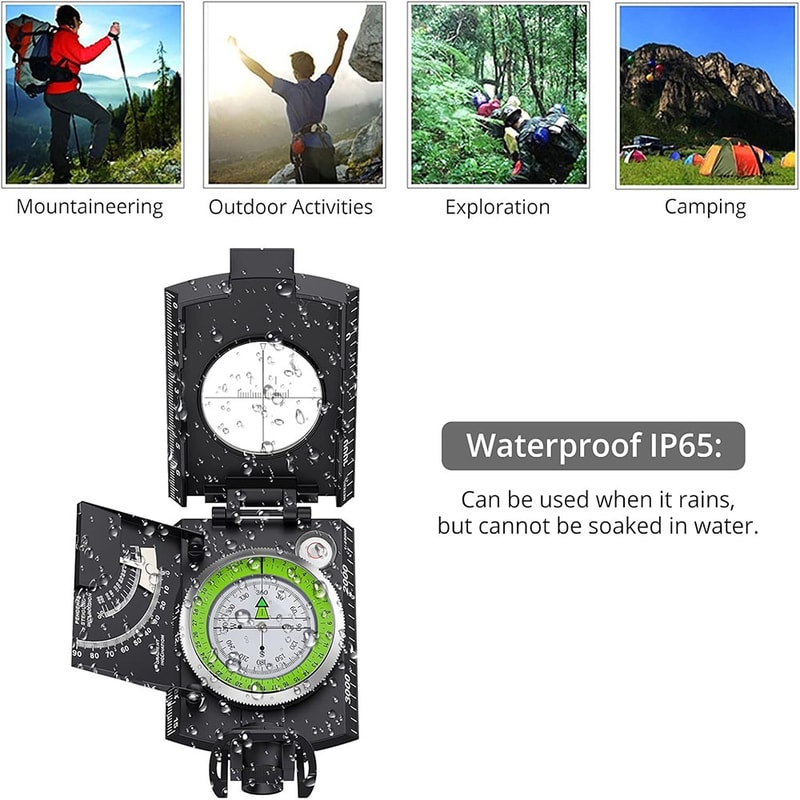 Multifunctional Military Compass Waterproof Survival Navigation for Hiking and Camping