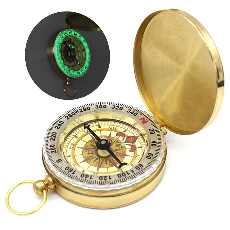 Portable Brass Compass For Outdoor Adventures Hiking Camping Navigation Tool 0