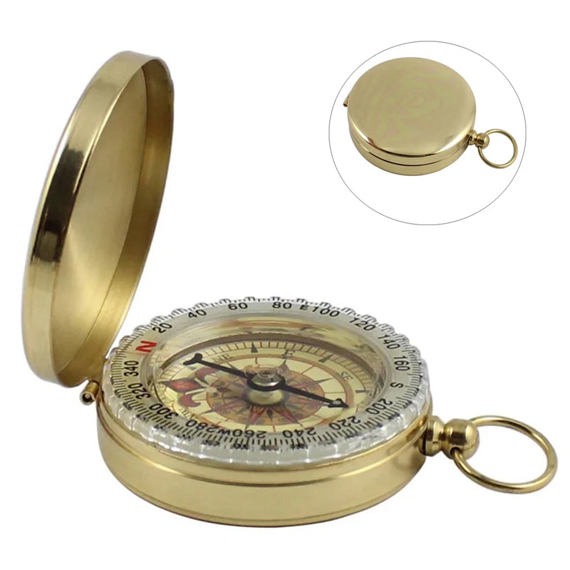 Portable Brass Compass For Outdoor Adventures Hiking Camping Navigation Tool 1