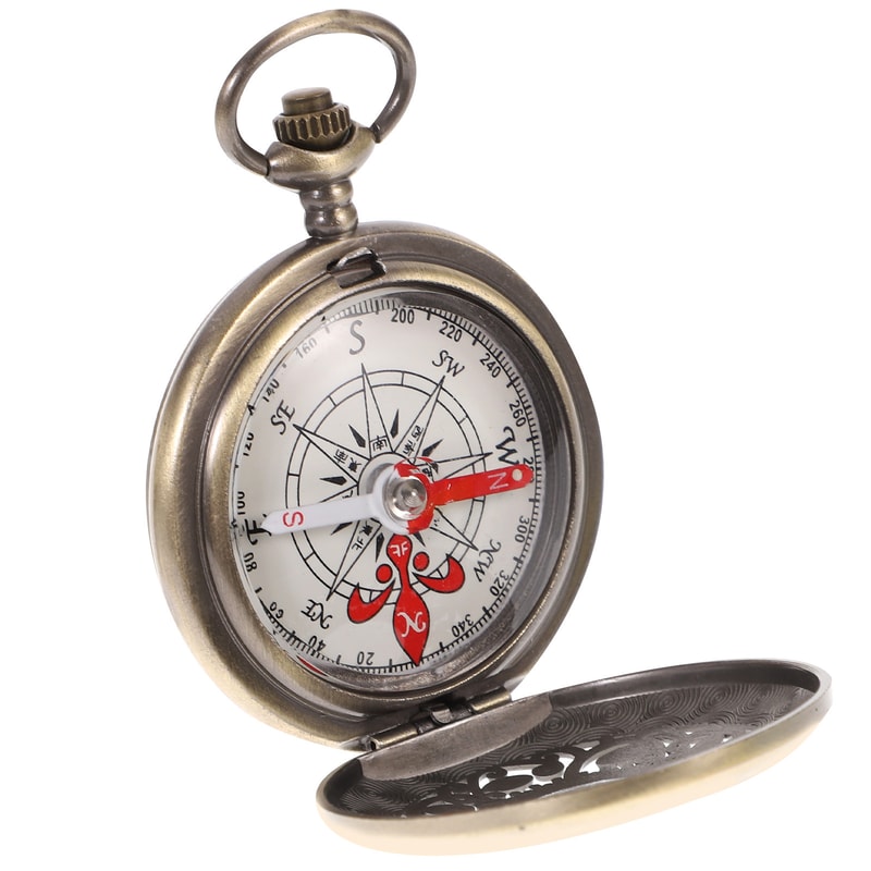 Vintage Pocket Compass Retro Metal Portable Navigation Tool for Hiking & Camping