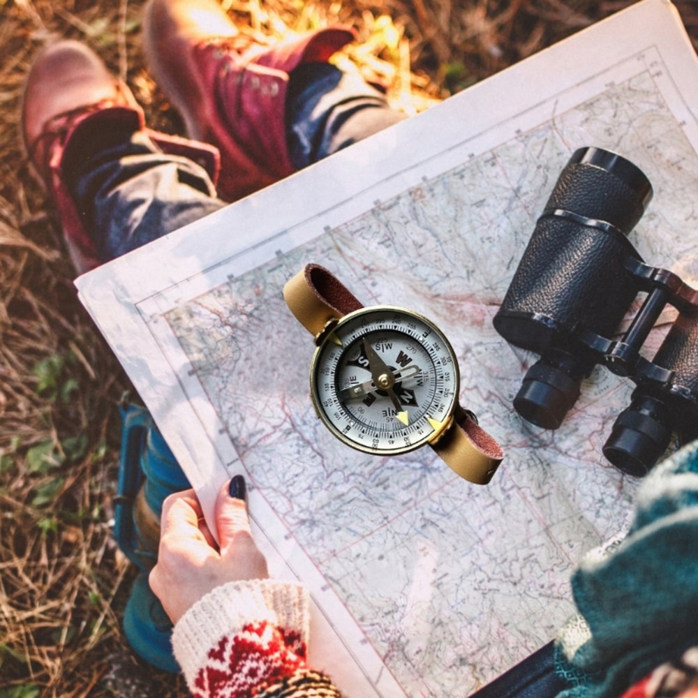 Watertight Pocket Watch Compass Compact Navigation Tool for Camping & Hiking