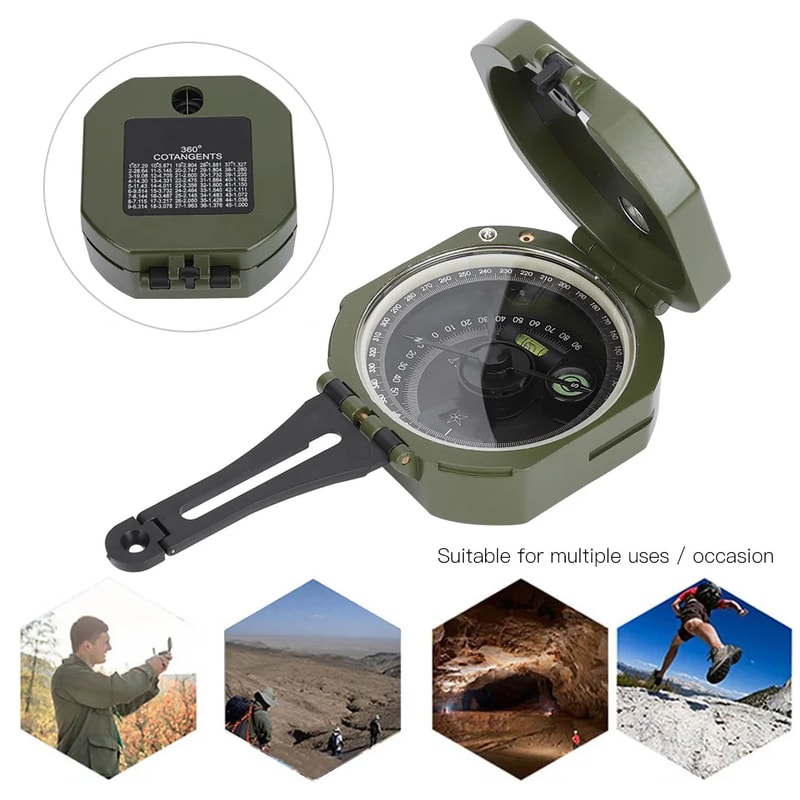 Professional Outdoor Geological Compass High Accuracy, Waterproof, Fluorescent with Bag for Hiking, Camping & Fieldwor