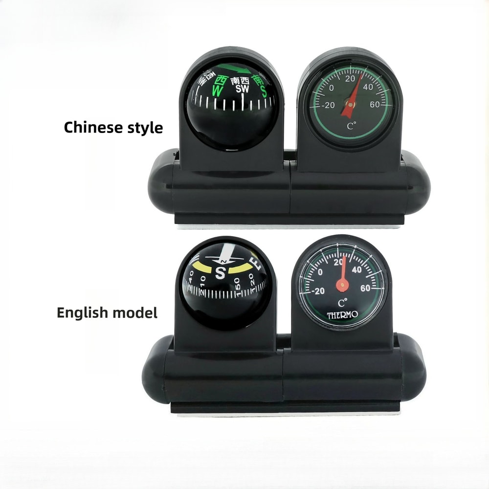 Rotatable Car Compass with Thermometer High Accuracy Dashboard Accessory for Auto Navigation