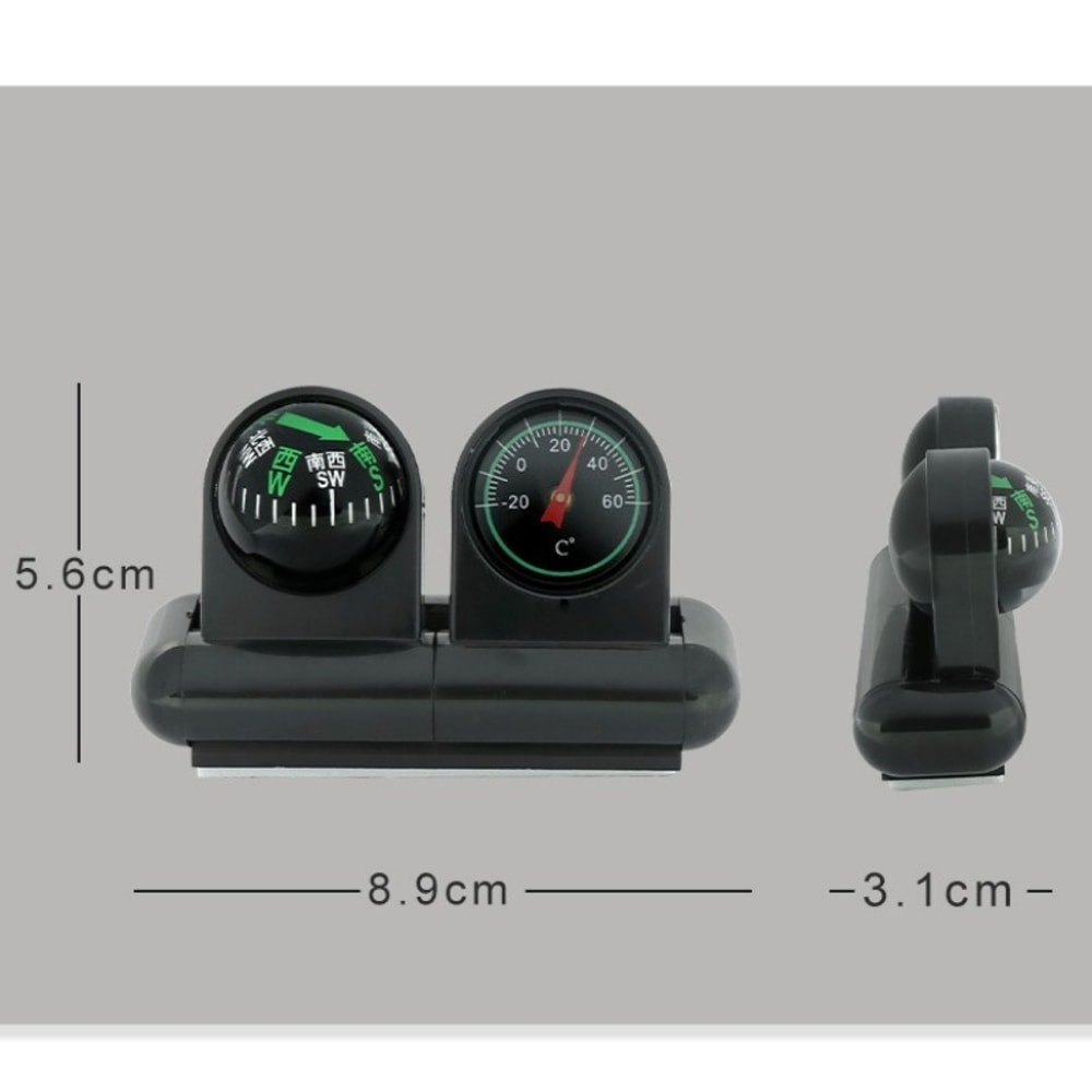 Rotatable Car Compass with Thermometer High Accuracy Dashboard Accessory for Auto Navigation