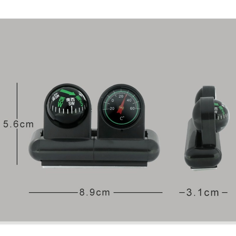 Rotatable Car Compass with Thermometer High Accuracy Dashboard Accessory for Auto Navigation