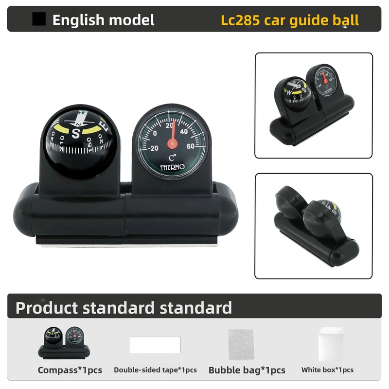 Rotatable Car Compass with Thermometer High Accuracy Dashboard Accessory for Auto Navigation