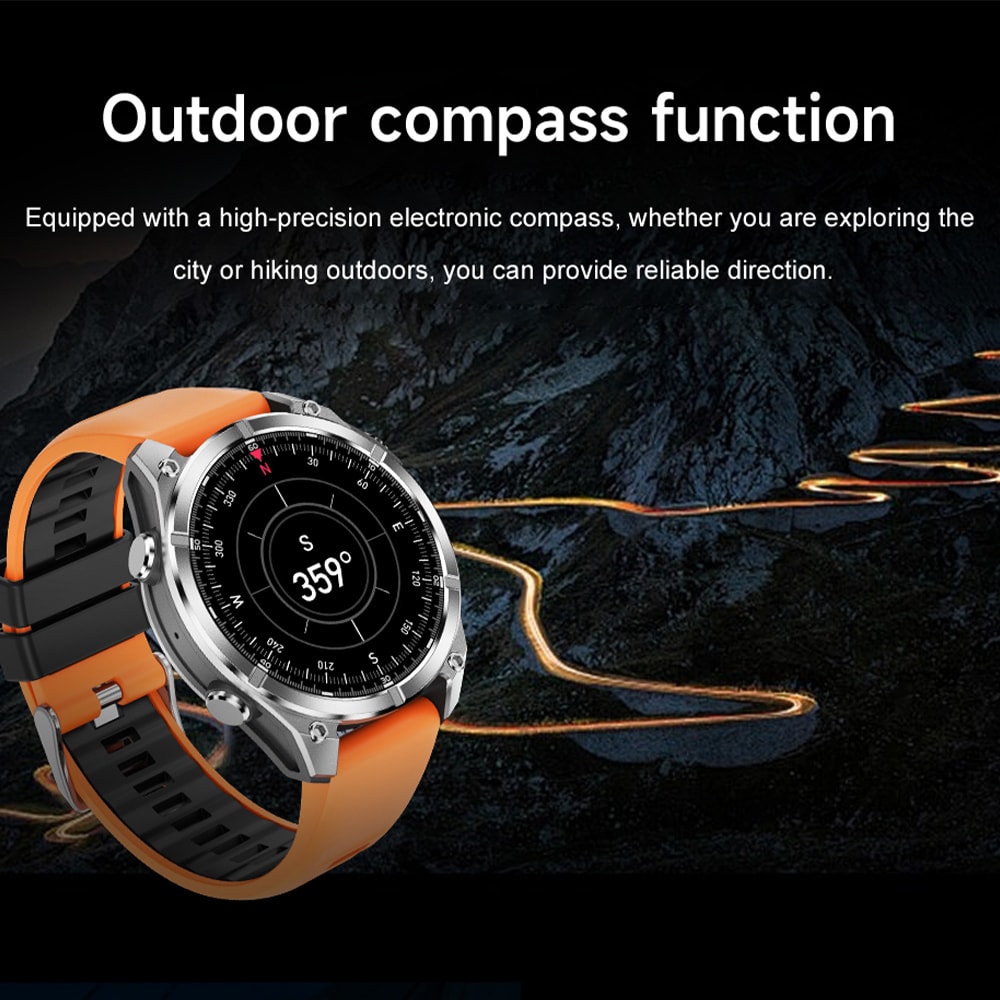 Pro Smart Watch For Men Sport Heart Rate Flashlight Compass And Password Lock AMOLED Smartwatch 2