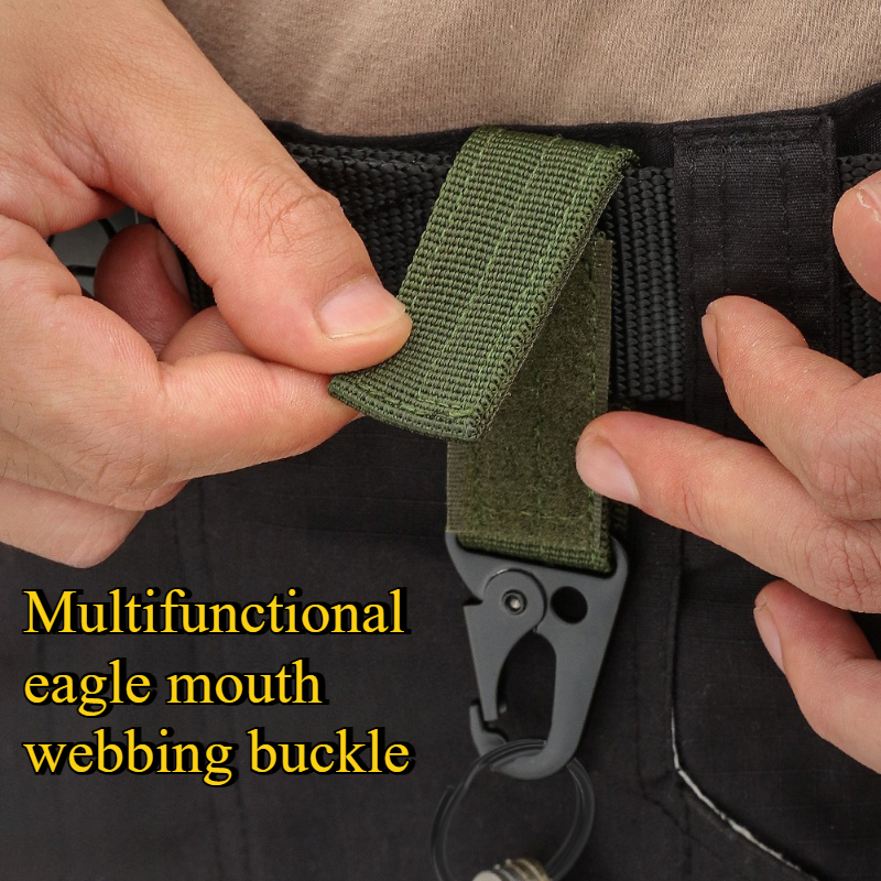 Outdoor Tactical Climbing Buckle Keychain Multifunctional Belt Hook & Eagle Mouth Hook, Nylon Webbing Climbing