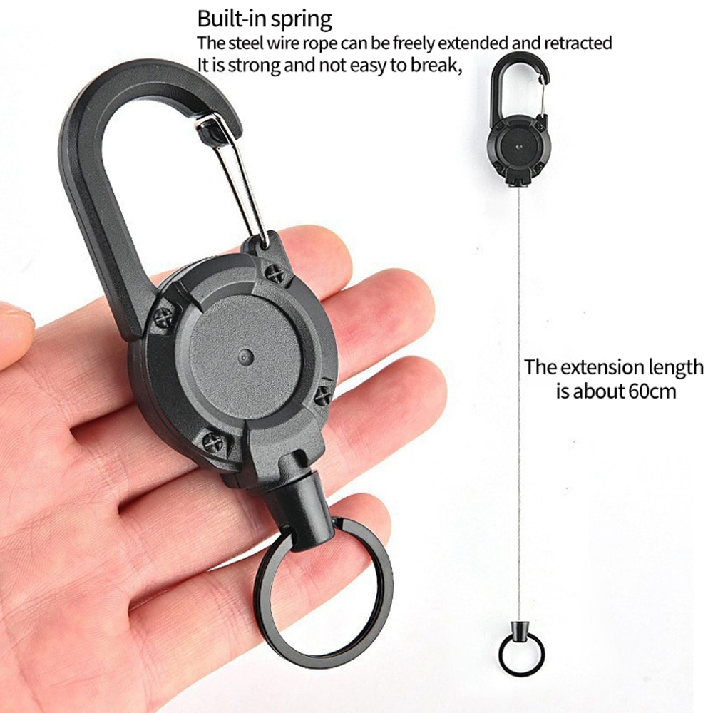 Retractable Wire Rope Keychain For Outdoor Adventures AntiTheft Backpack Keychain With Spring Mech 3