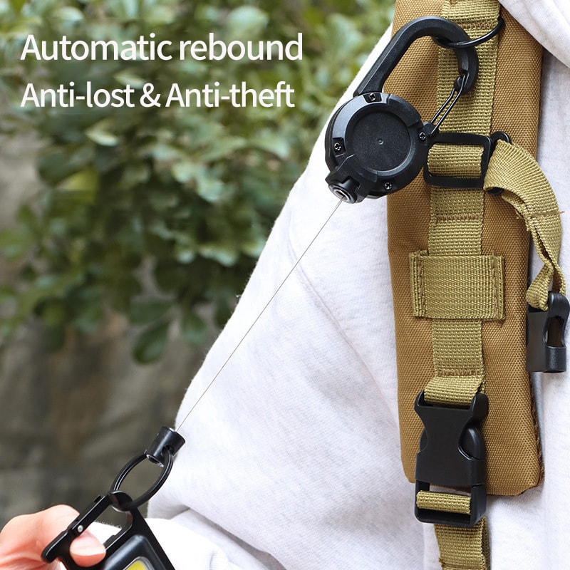 Retractable Wire Rope Keychain For Outdoor Adventures AntiTheft Backpack Keychain With Spring Mech 5