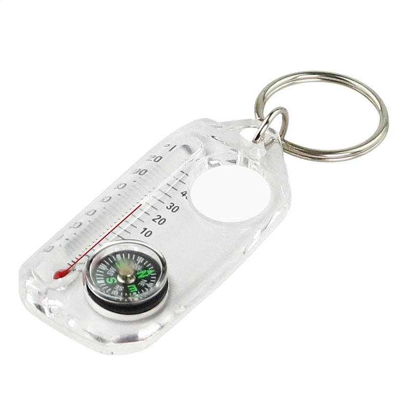 Mini Compass Keychain with Thermometer High Precision Guiding Compass for Camping & Survival