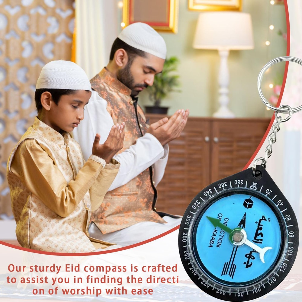 Portable Muslim Qibla Compass for Hiking & Eid Prayer Keychain Decor for Camping & Backpacking
