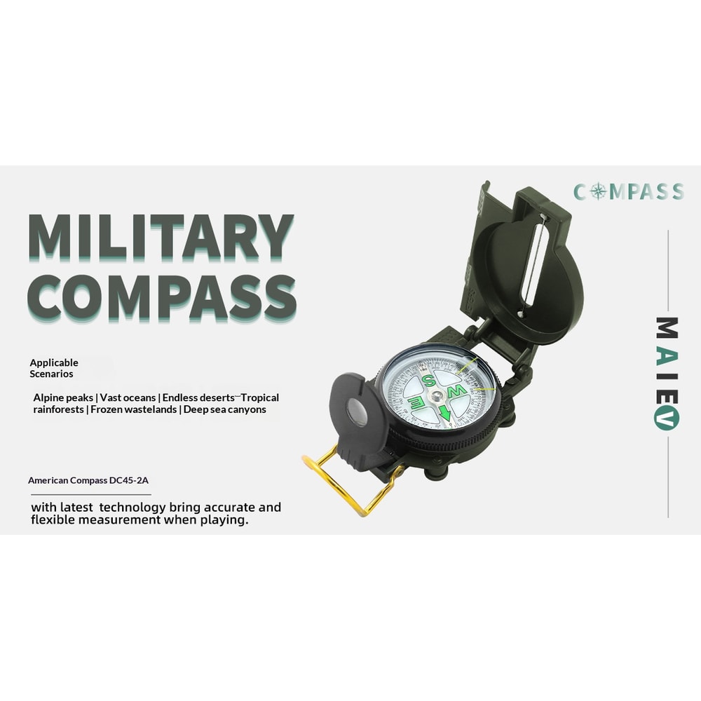 Multifunction Compass Metal Military Green North Indicator for Outdoor Use
