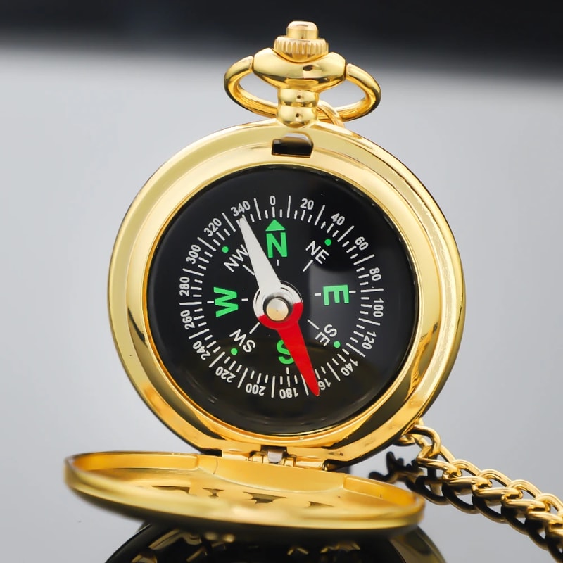 Vintage Brass Pocket Compass Outdoor Navigation Watch for Camping & Hiking