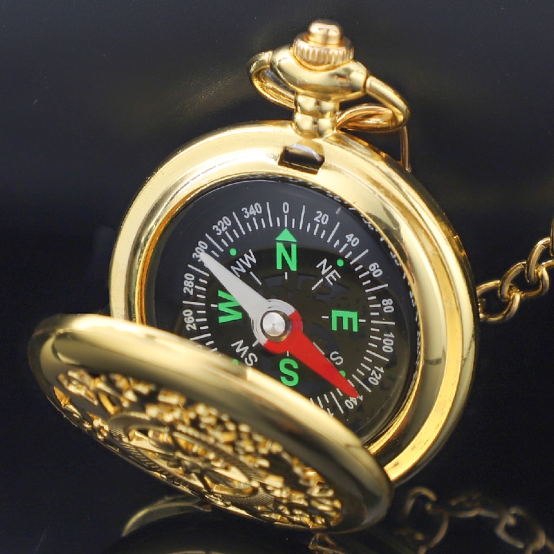 Vintage Brass Pocket Compass Outdoor Navigation Watch for Camping & Hiking