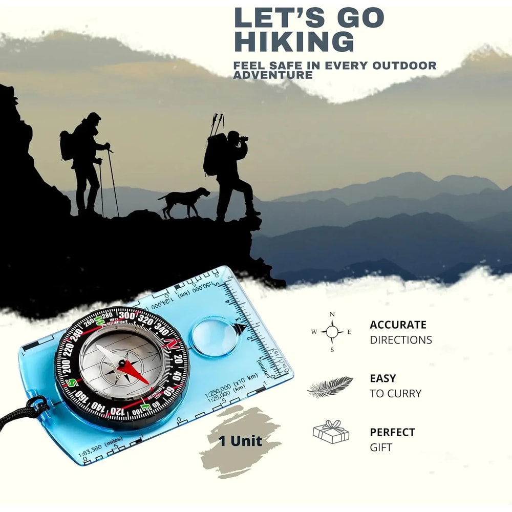 Waterproof Hiking Compass with Backpack Clip Best Survival Tool for Map Reading