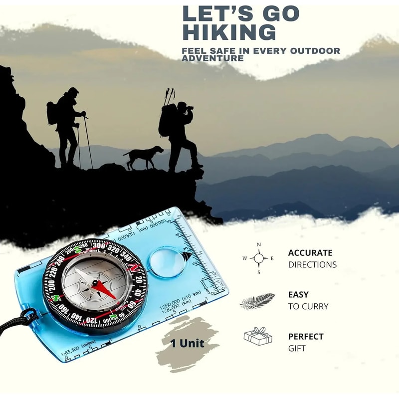Waterproof Hiking Compass with Backpack Clip Best Survival Tool for Map Reading