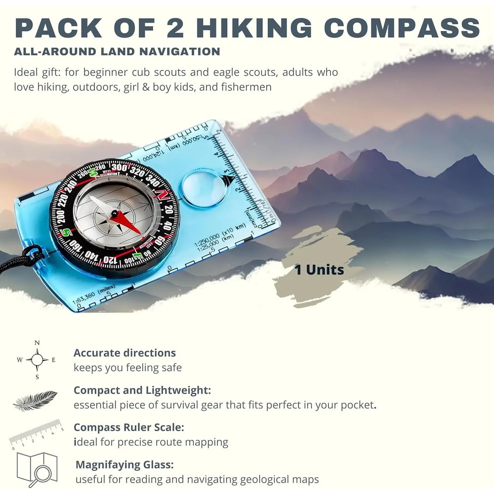 Waterproof Hiking Compass with Backpack Clip Best Survival Tool for Map Reading