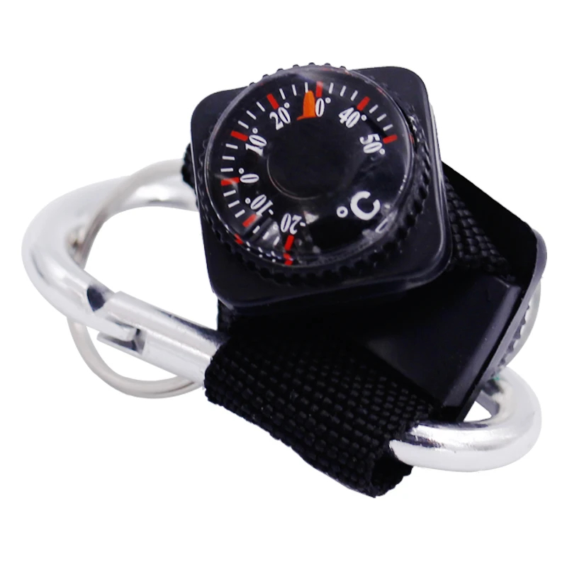 Survival Keychain Compass with Thermometer Essential Outdoor Tool for Camping & Hiking