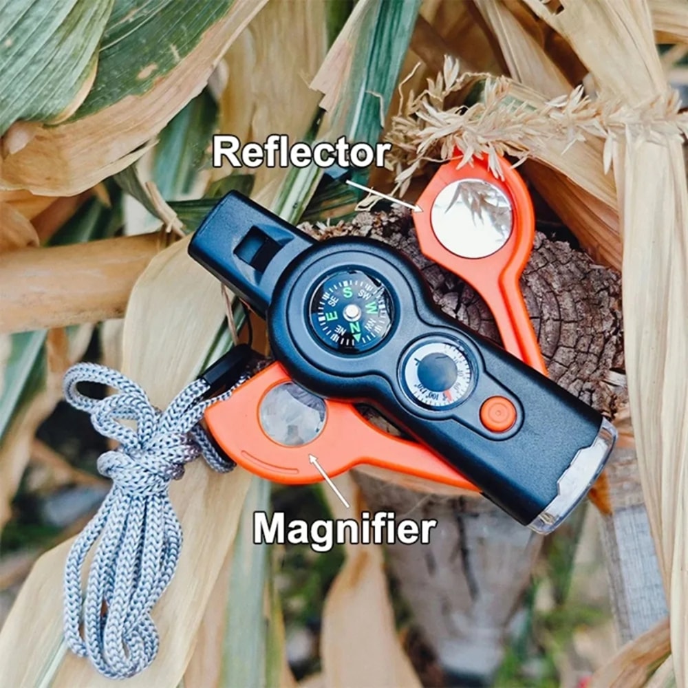 Survival Whistle with Compass, Flashlight & Lanyard – Essential Outdoor Emergency Gear