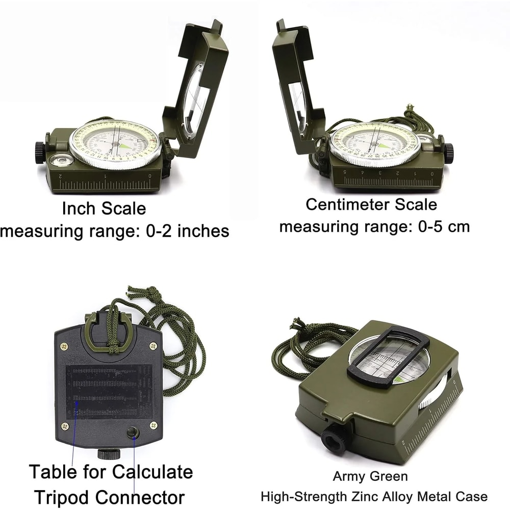 Multifunctional Tactical Military Compass | Waterproof & Impact-Resistant Lensatic Compass for Hiking & Survival
