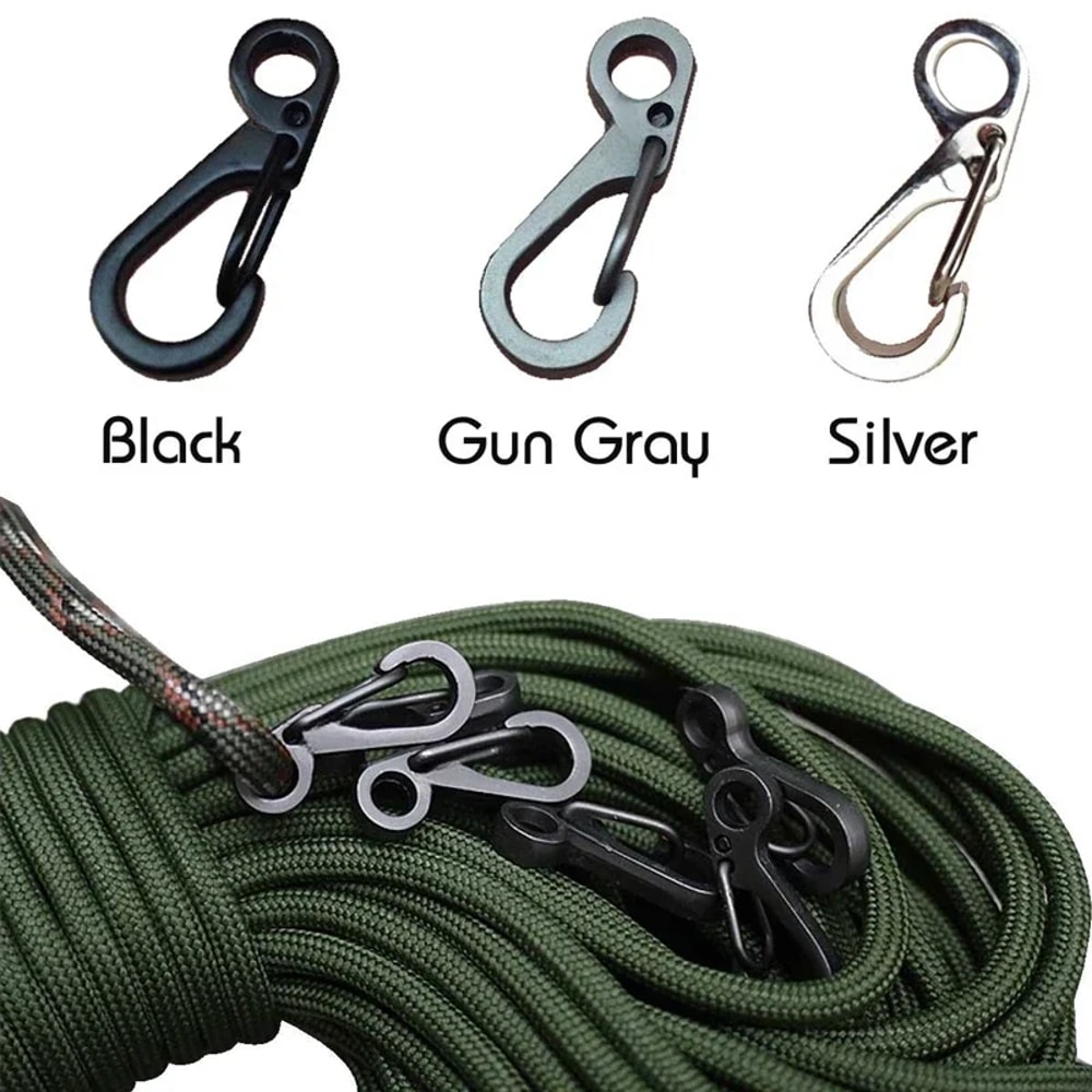 Mini Carabiner Paracord Tactical Gear Hooks Key Chain – Durable EDC Survival Climbing Spring Backpack Clasps Keychain