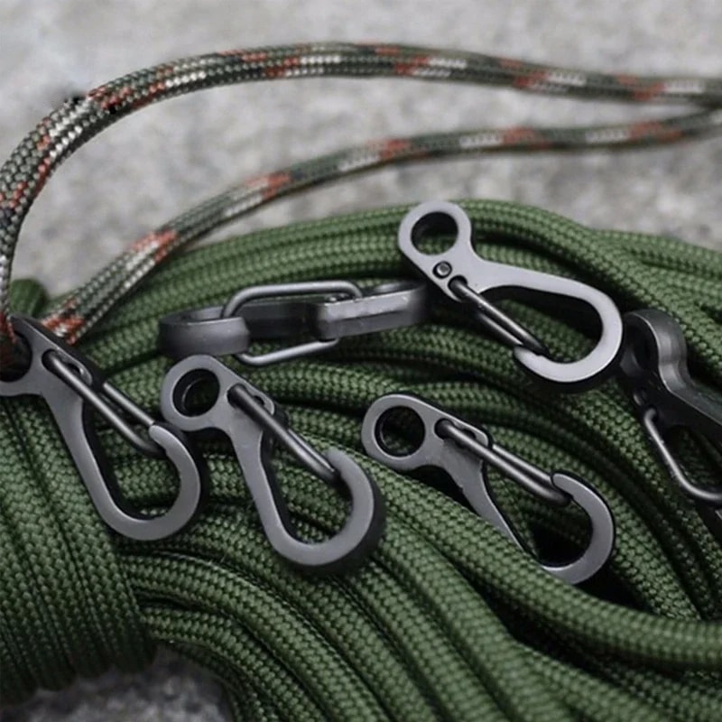 Mini Carabiner Paracord Tactical Gear Hooks Key Chain – Durable EDC Survival Climbing Spring Backpack Clasps Keychain