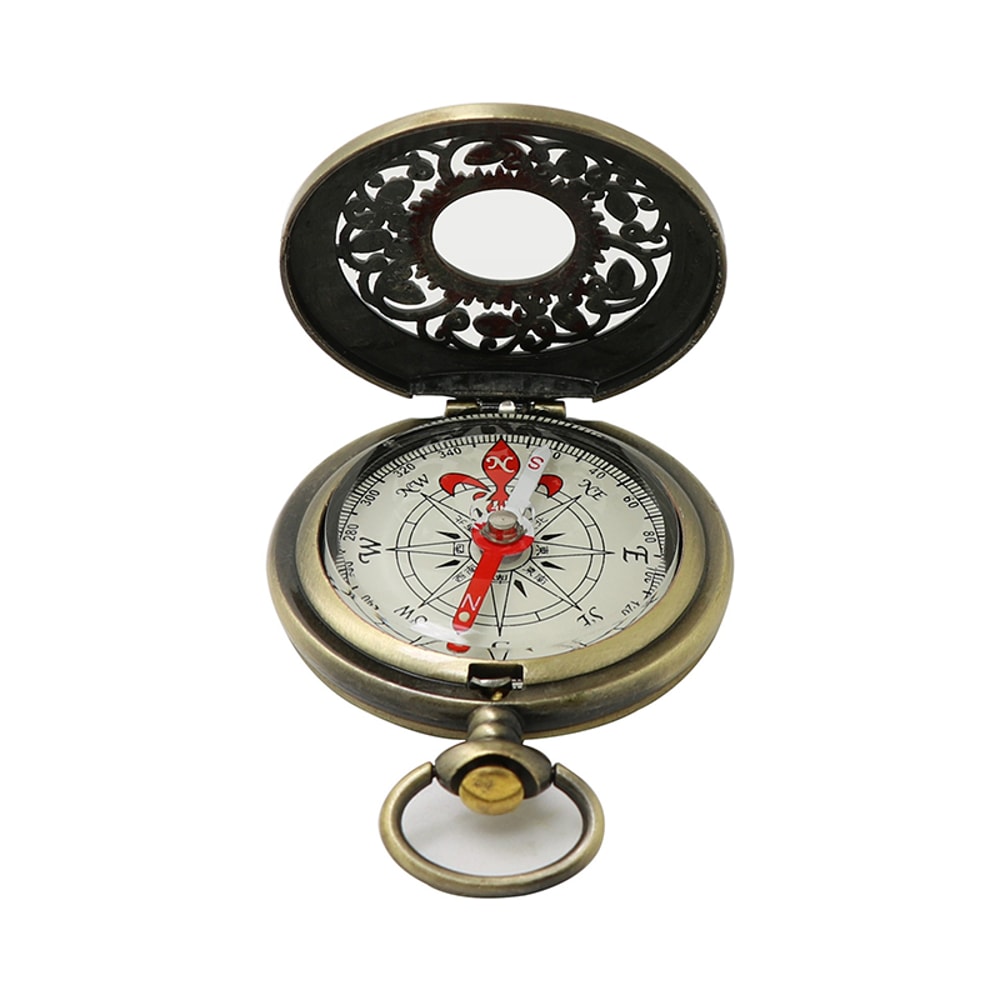 Retro Brass Pocket Compass Waterproof, Portable Navigation for Outdoor Adventures