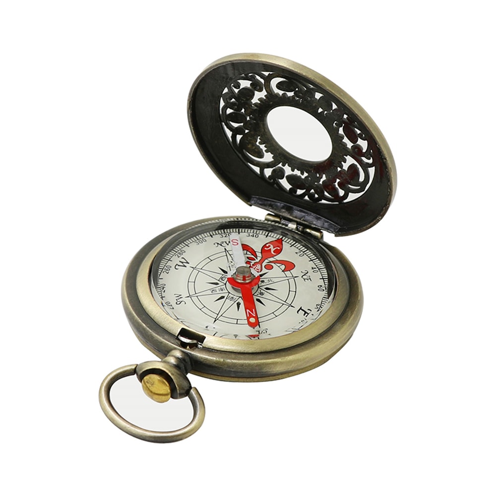 Retro Brass Pocket Compass Waterproof, Portable Navigation for Outdoor Adventures