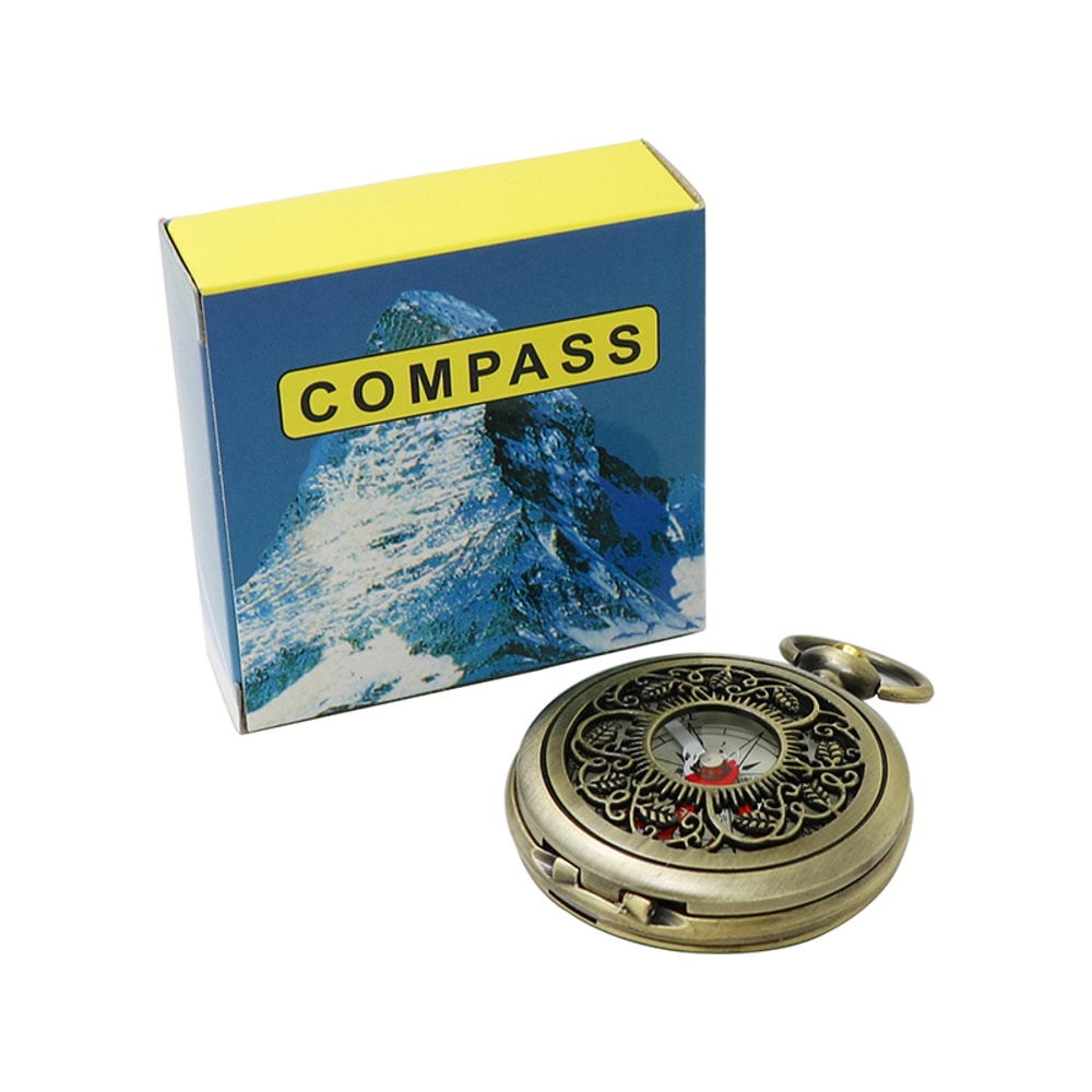 Retro Brass Pocket Compass Waterproof, Portable Navigation for Outdoor Adventures