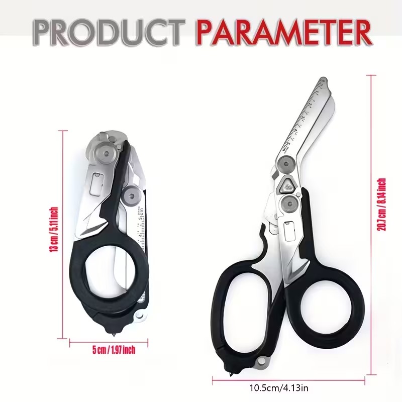 MuqiNush Multifunctional Stainless Steel Emergency Scissors Compact Portable Folding Tool For Outd 1