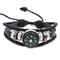 Beaded Cowhide Leather Bracelet with Compass Perfect for Outdoor Adventures