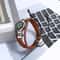Beaded Cowhide Leather Bracelet with Compass Perfect for Outdoor Adventures