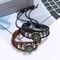 Beaded Cowhide Leather Bracelet with Compass Perfect for Outdoor Adventures