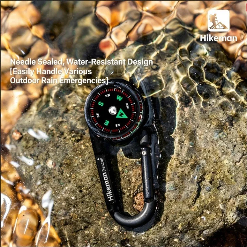 Mini Multifunctional Compass Survival Keychain with Thermometer Accurate Direction for Camping & Hiking Navigation