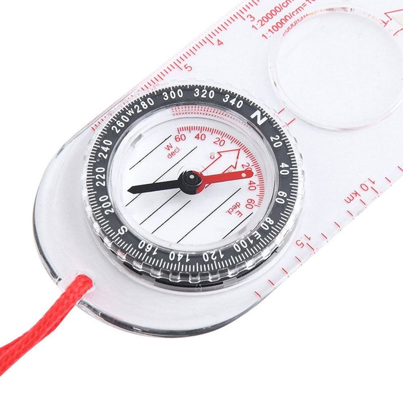 Acrylic Map Ruler Compass Multi-functional Transparent Navigation Tool for Orienteering & Outdoor Camping