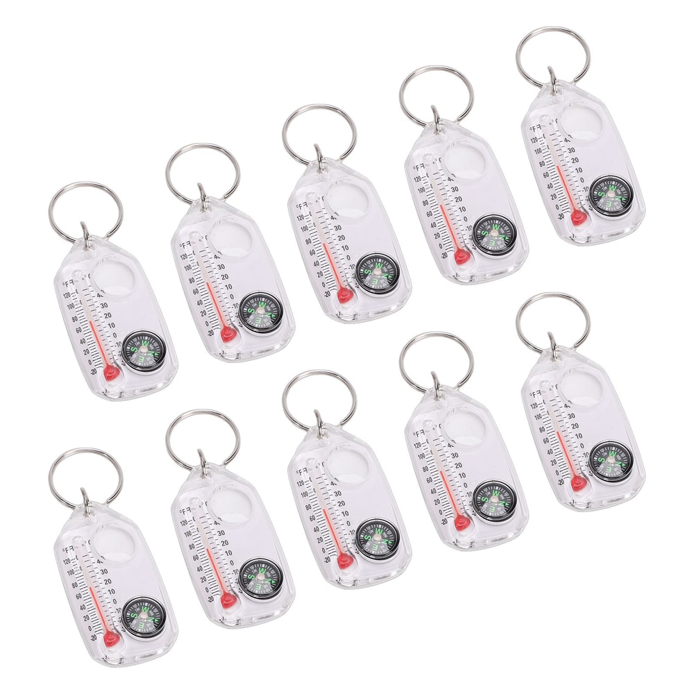 Portable Multifunctional Compass & Thermometer Keychain Compact Tool for Hiking and Camping Adventures