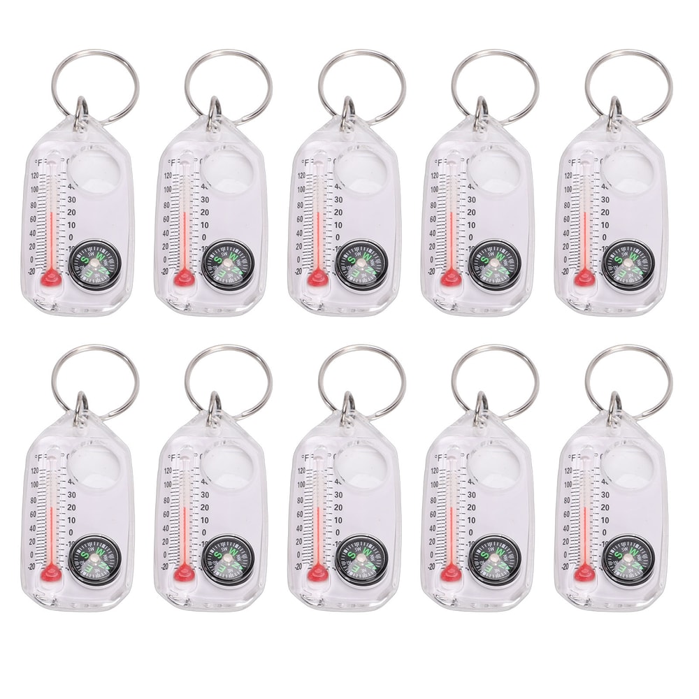 Portable Multifunctional Compass & Thermometer Keychain Compact Tool for Hiking and Camping Adventures