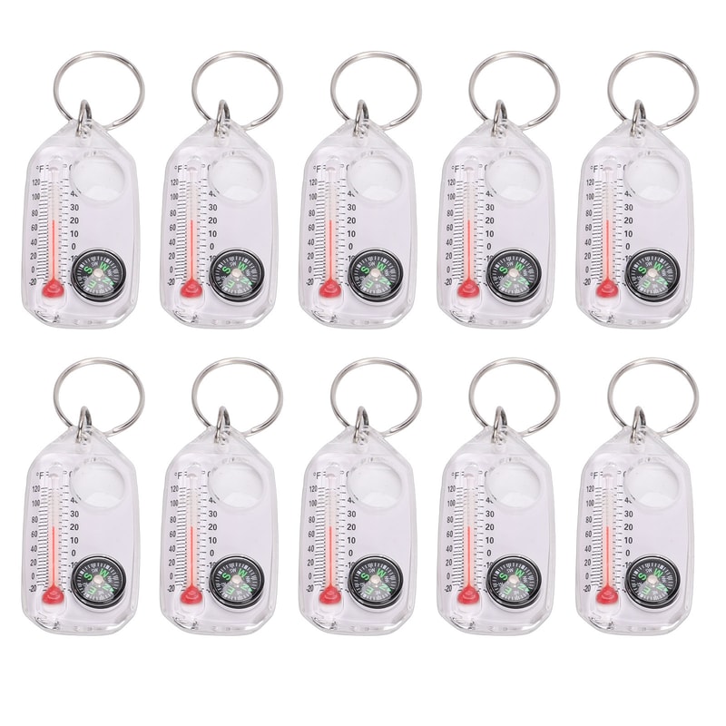 Portable Multifunctional Compass & Thermometer Keychain Compact Tool for Hiking and Camping Adventures