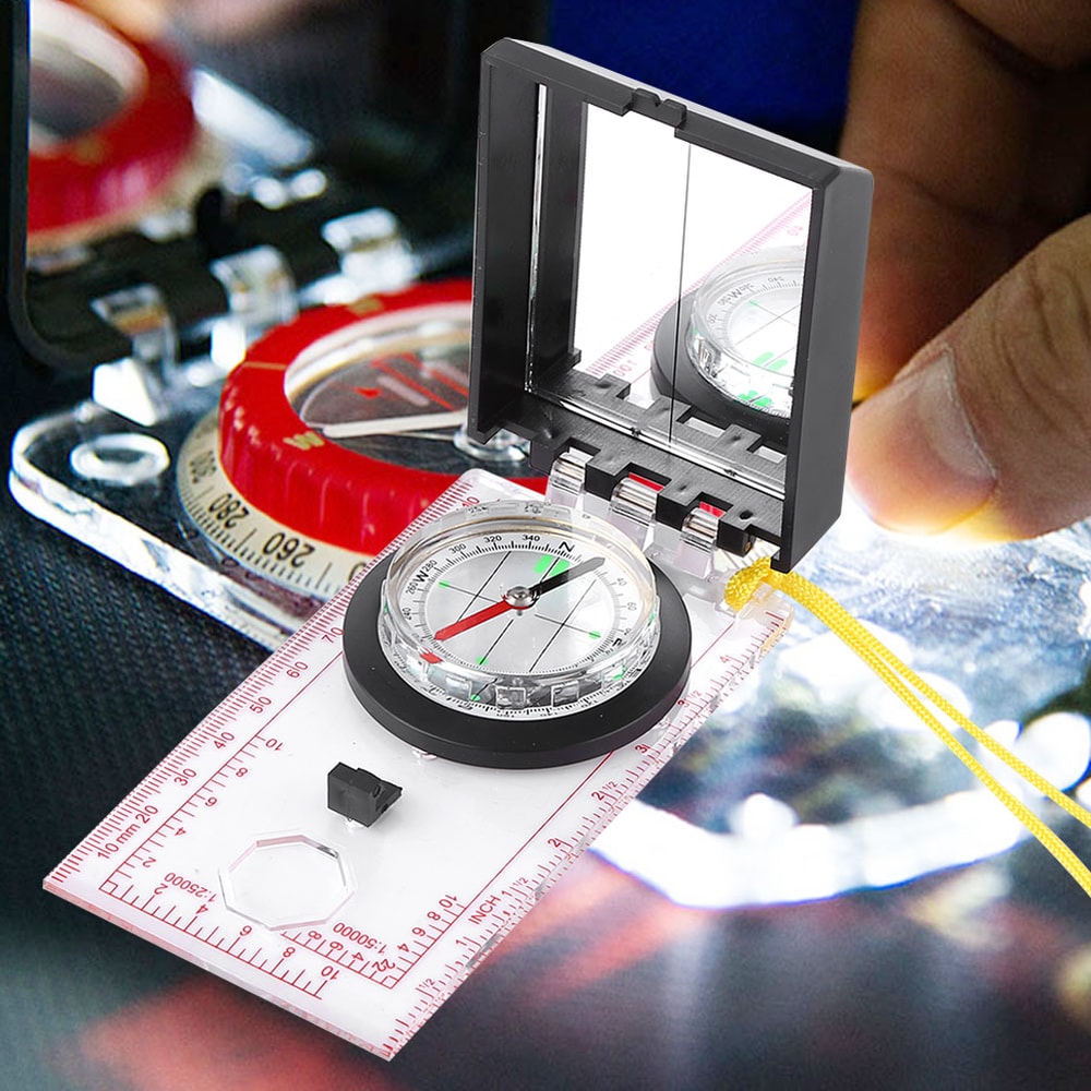 Multi-Functional Compass with Mapping Ruler & Mirror Emergency Kit for Outdoor Adventures