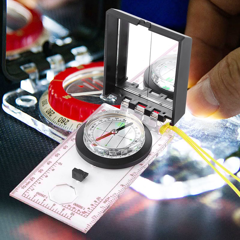 Multi-Functional Compass with Mapping Ruler & Mirror Emergency Kit for Outdoor Adventures
