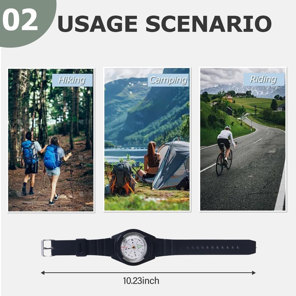 Waterproof WristMounted Compass HandsFree Navigation For Hiking Camping Outdoor Adventures 2