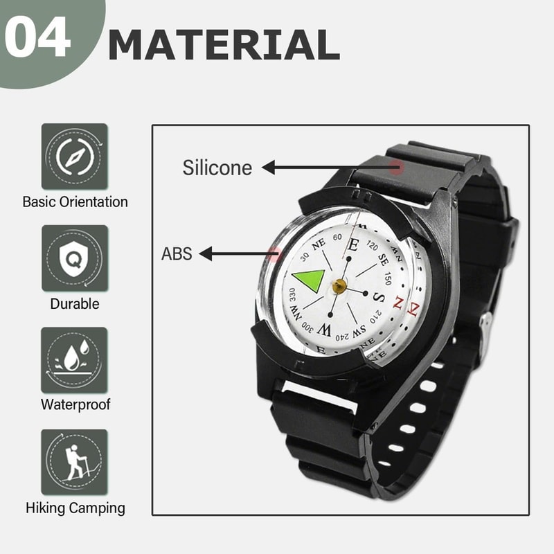 Waterproof WristMounted Compass HandsFree Navigation For Hiking Camping Outdoor Adventures 4