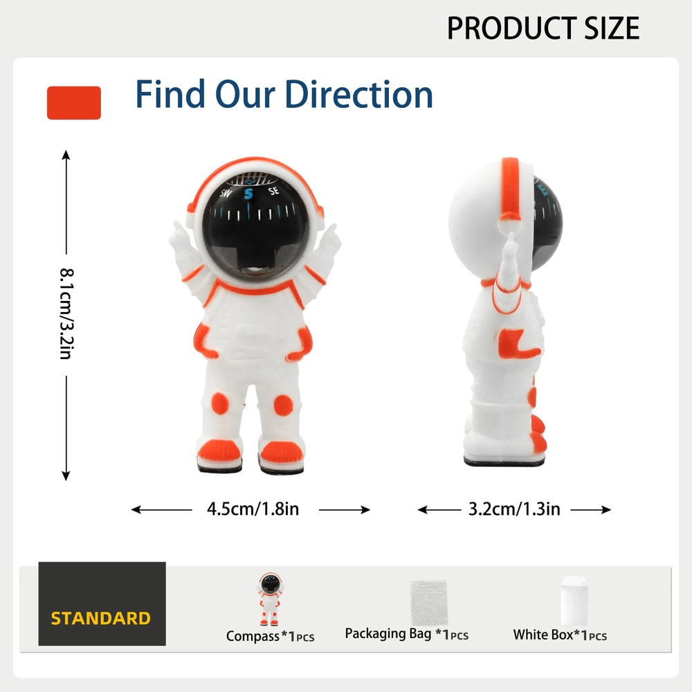 Creative Car Compass Decor Easy Installation Dashboard Accessory, Cool Navigation Gadget for Vehicles