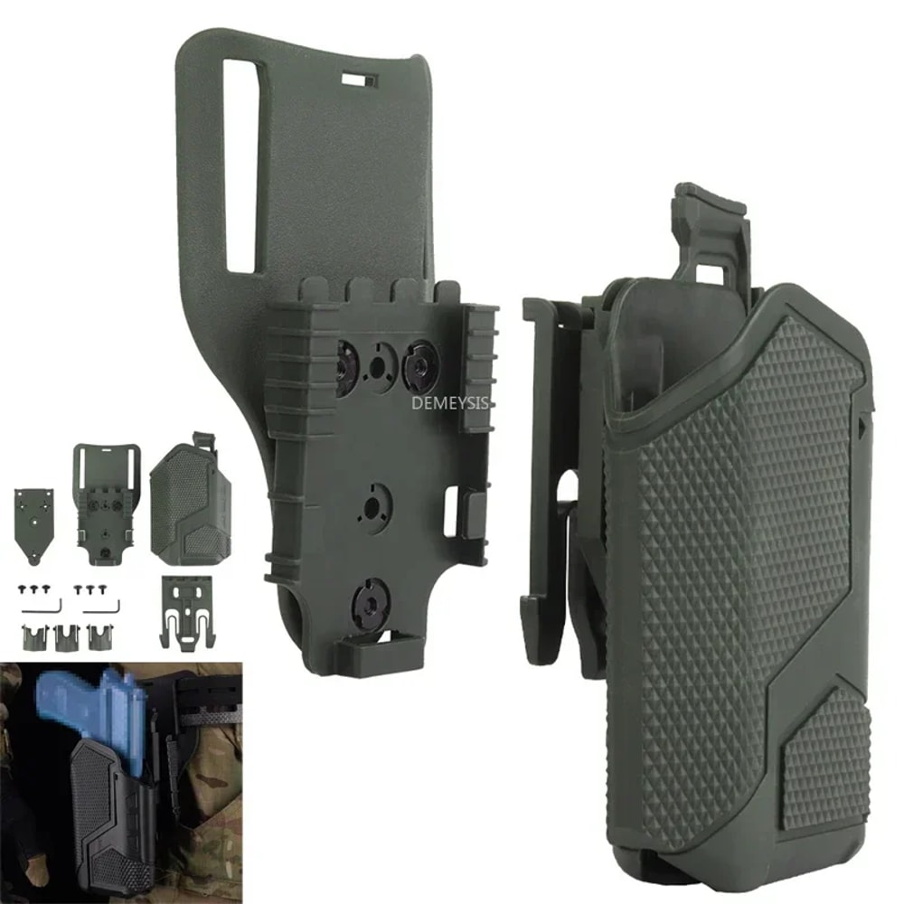 Right Hand Tactical Gun Holster for Shooting and Hunting – Universal Pistol Holder with Flashlight Compatibility